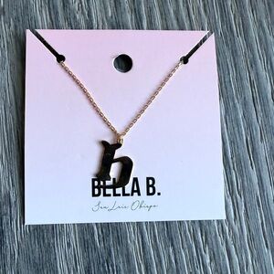 Gothic Style Gold Initial Charm Necklace "H"